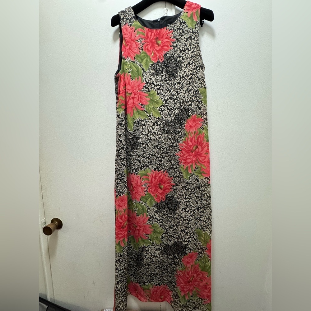 Y2K Virgo Floral Maxi Dress Sleeveless Multicolor Lightweight Size 10